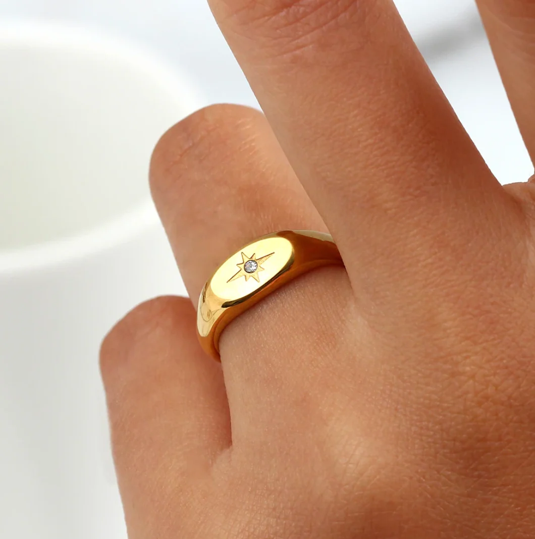 18K Gold Plated North Star Ring
