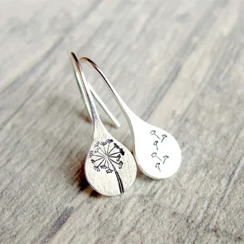 925 Sterling Silver Dandelion Leaf Earrings - Image 2