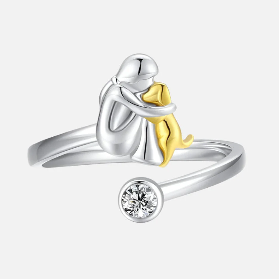 925 Sterling Silver Dog Ring wit Zirconia – Adjustable & Handmade - Image 2