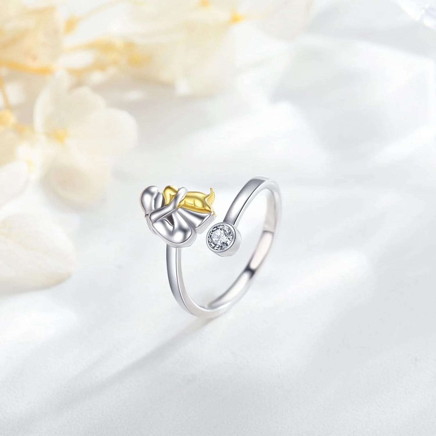 925 Sterling Silver Dog Ring wit Zirconia – Adjustable & Handmade - Image 4
