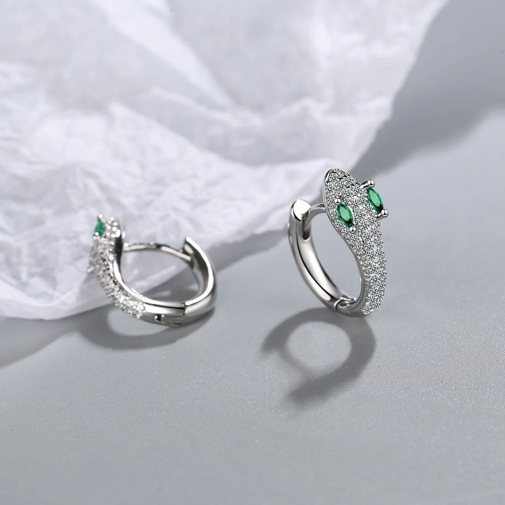 925 Sterling Silver Snake Earrings - Image 3
