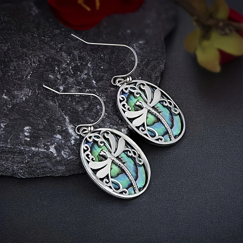 Abalone Shell Dragonfly Earrings – Symbol of Renewal & Grace - Image 2