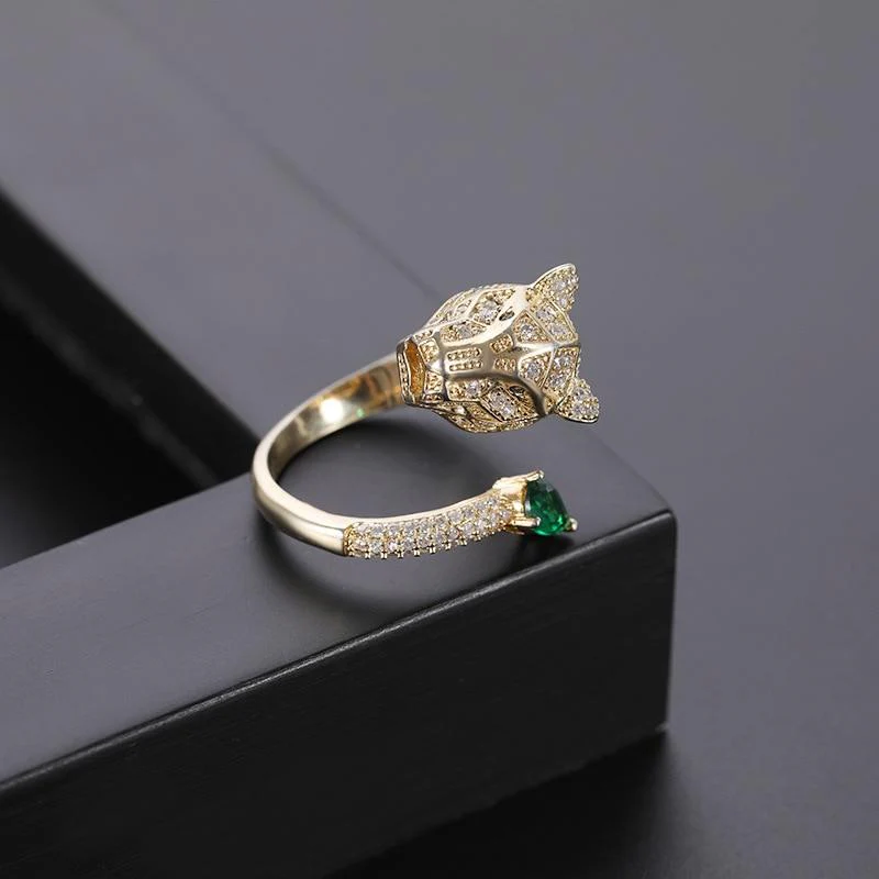 Adjustable Leopard Ring with Zirconia Finish - Image 2