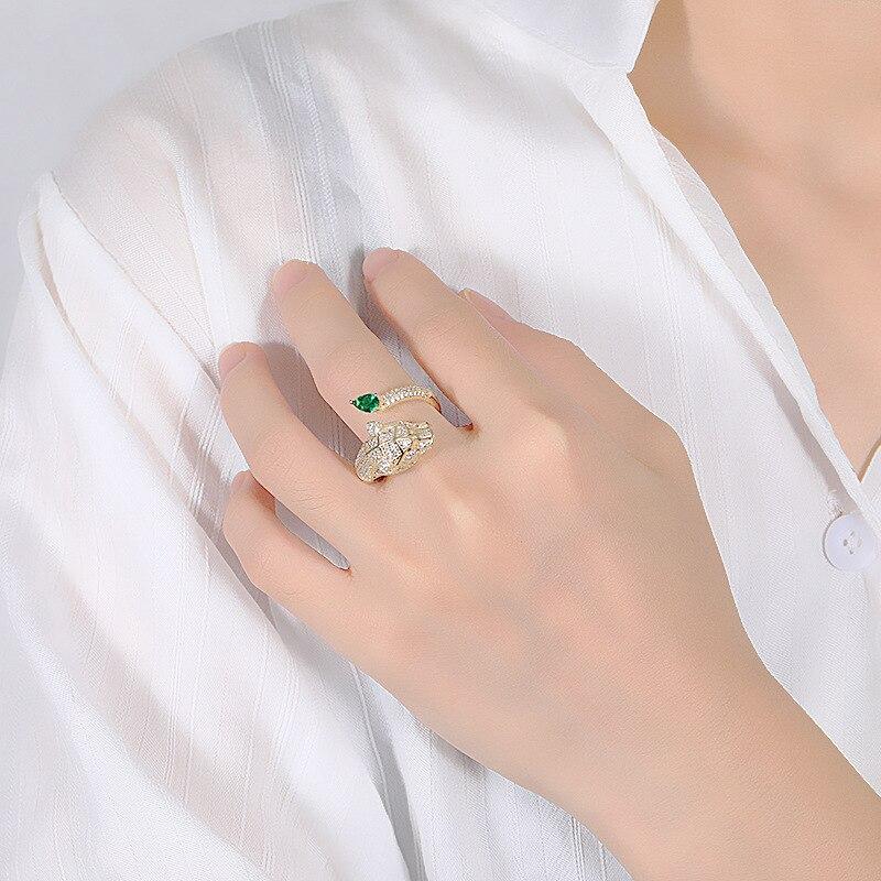 Adjustable Leopard Ring with Zirconia Finish - Image 4