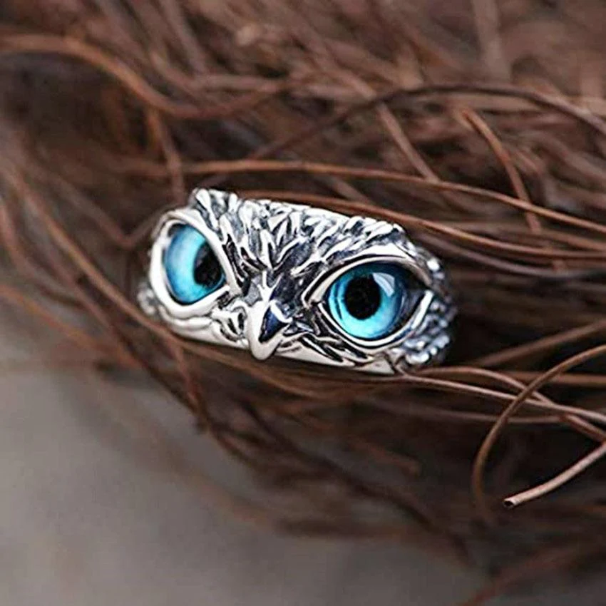 Adjustable Lucky Owl Ring in Silver and Opal - Image 2