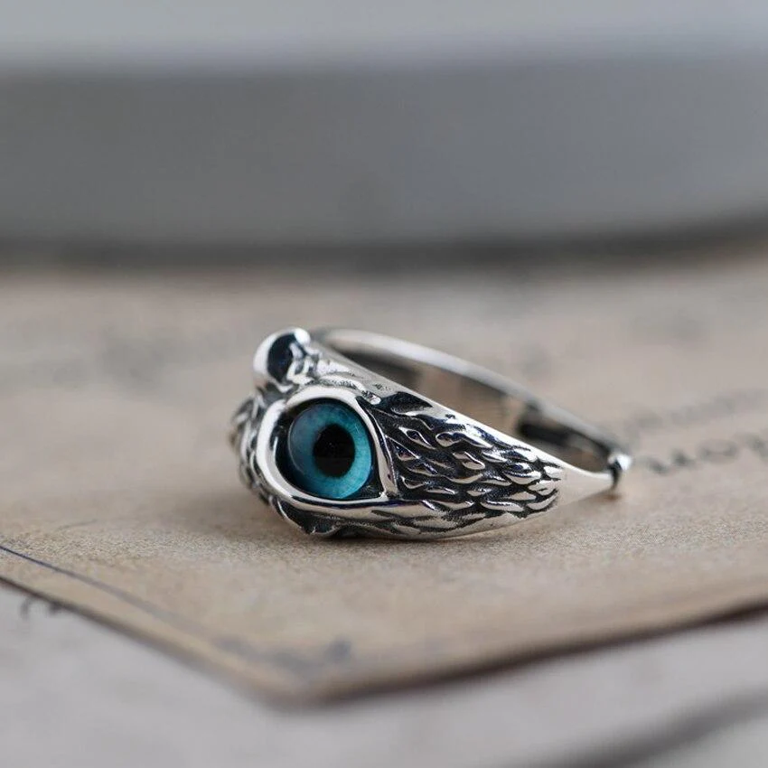 Adjustable Lucky Owl Ring in Silver and Opal - Image 3