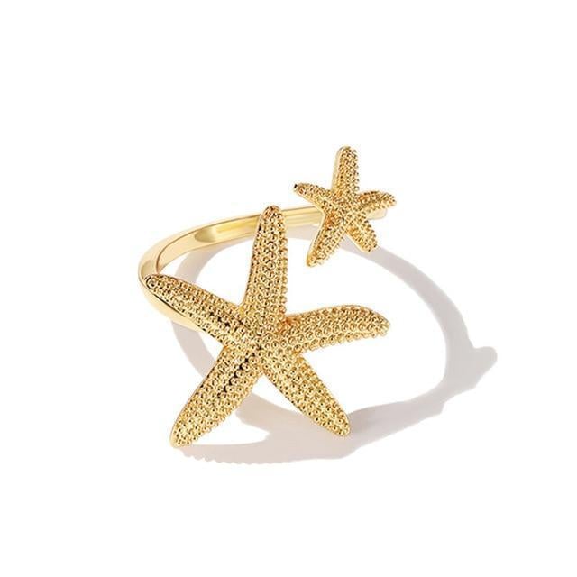 Adjustable Starfish Ring in Silver and Gold - Image 2