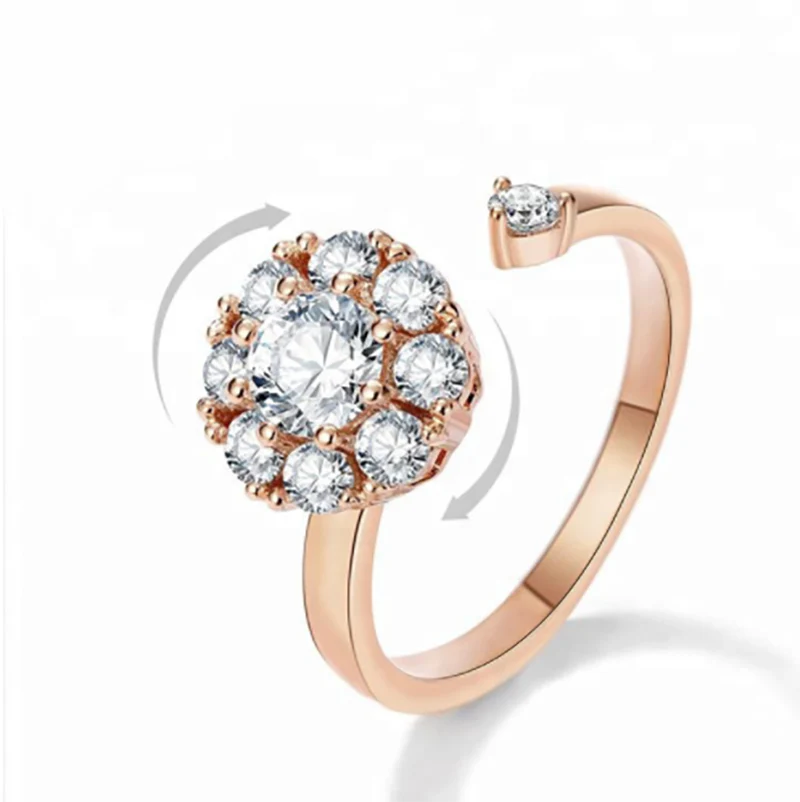 Anxiety Spinner Ring with Zirconia - Image 4