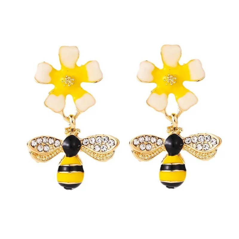 Bee & Sunflower Drop Earrings - Image 4