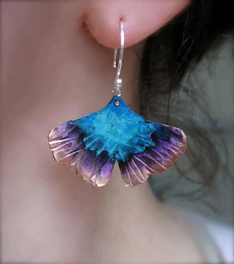 Blue butterfly boho earrings in sterling silver - Image 3