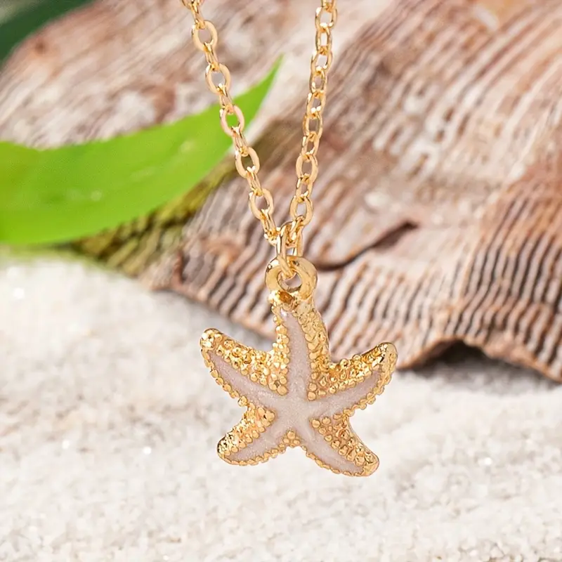 Blue Ocean Starfish Gold Necklace - Image 3