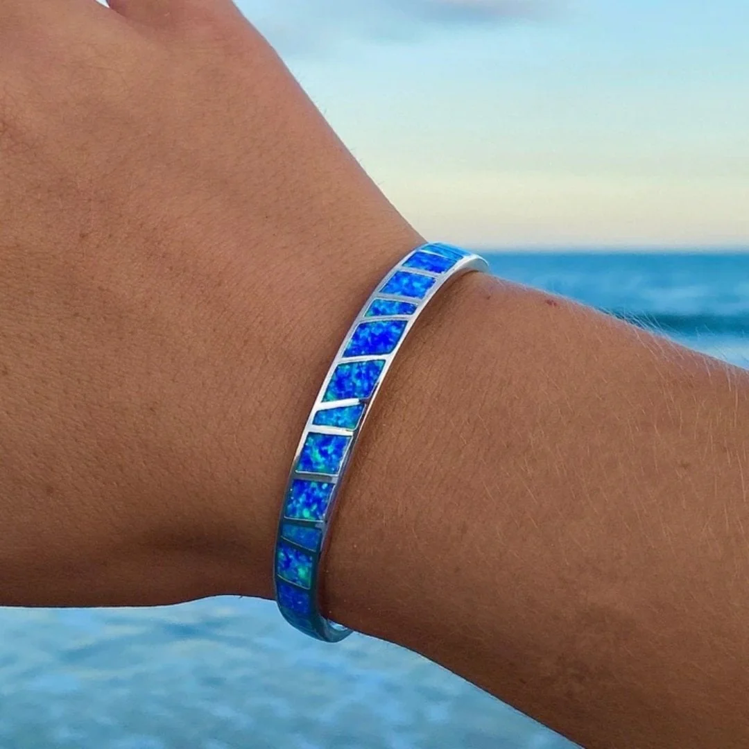 Blue Opal and Silver Bracelet