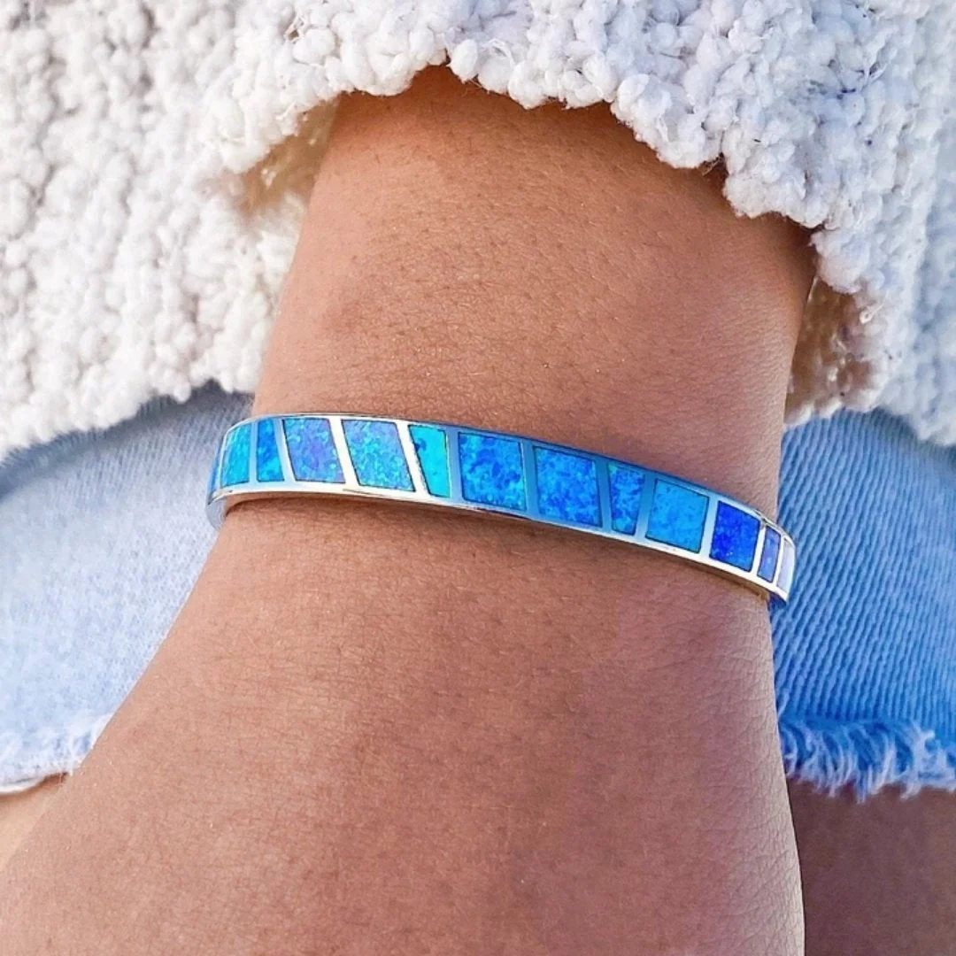 Blue Opal and Silver Bracelet - Image 3