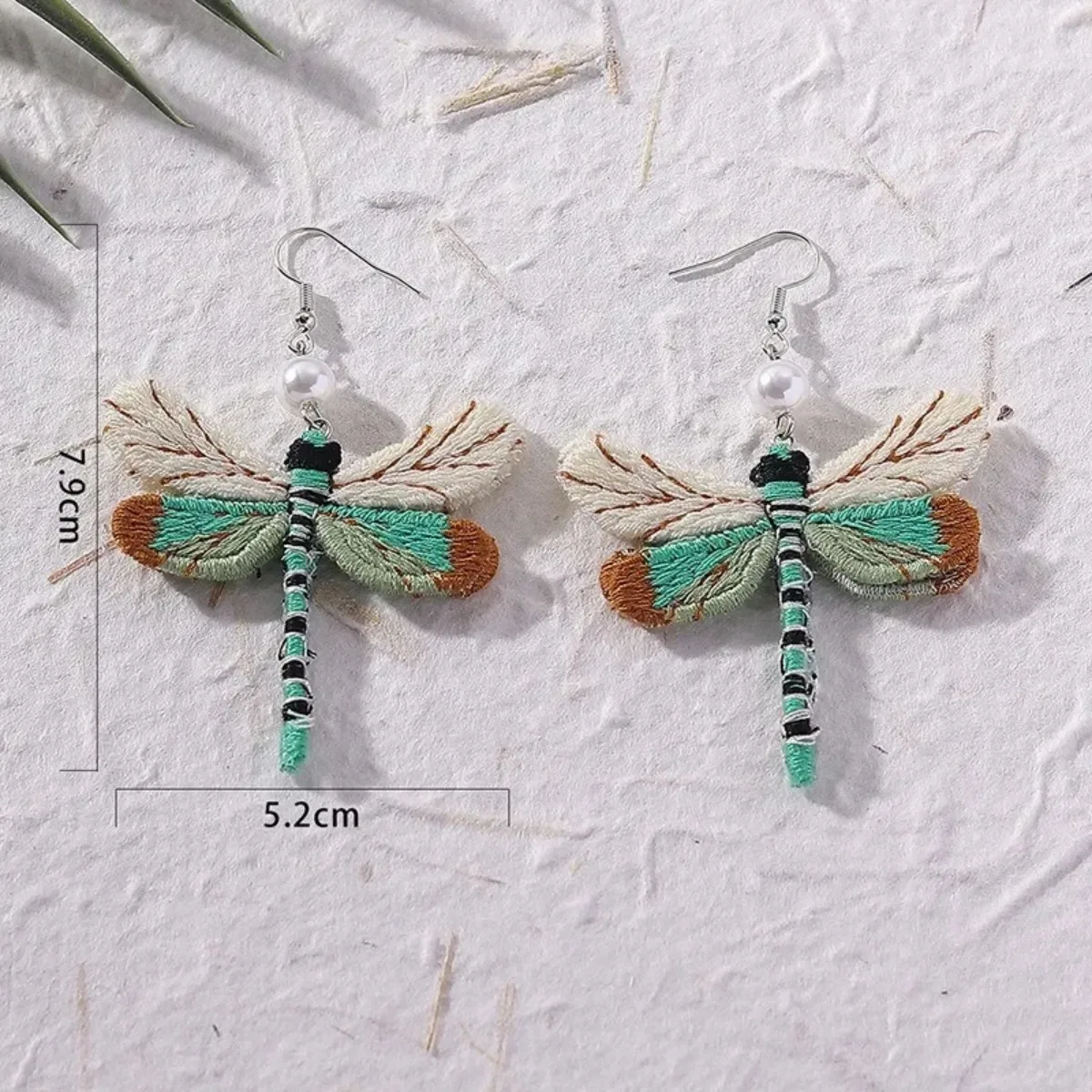 Bohemian Embroidered Dragonfly Earrings - Image 6