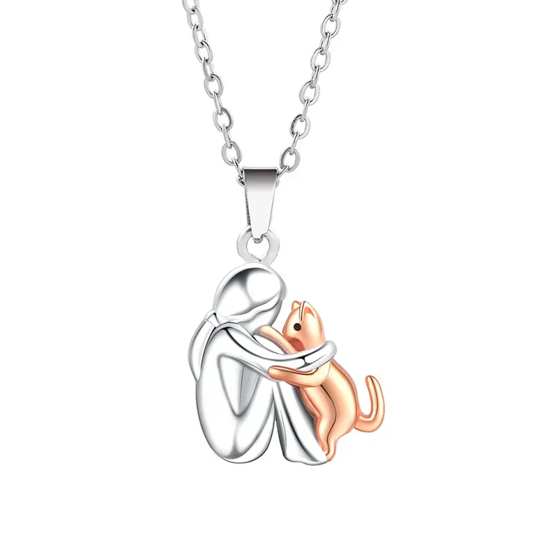 Cat Hug Pendant Necklace - Image 2