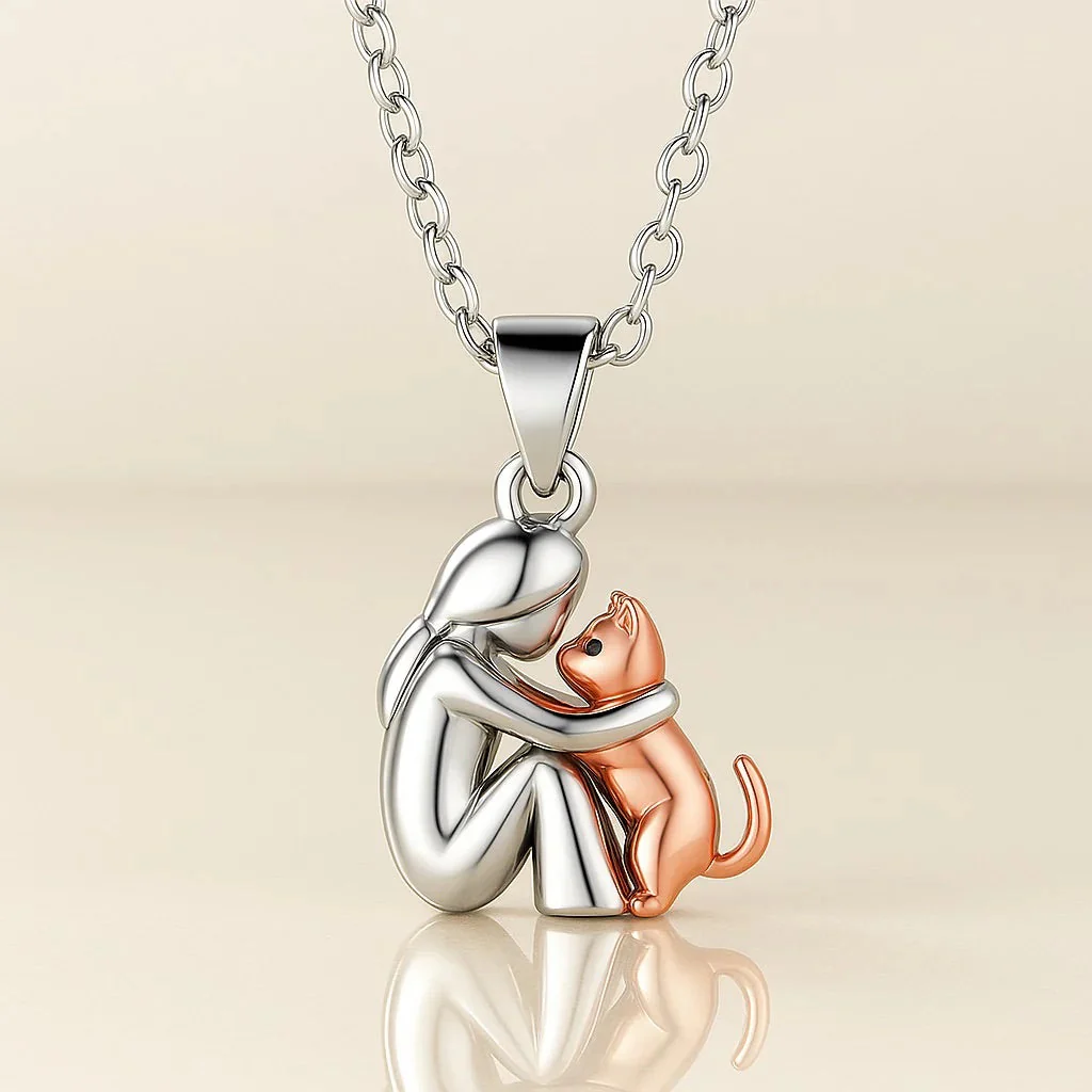Cat Hug Pendant Necklace - Image 4