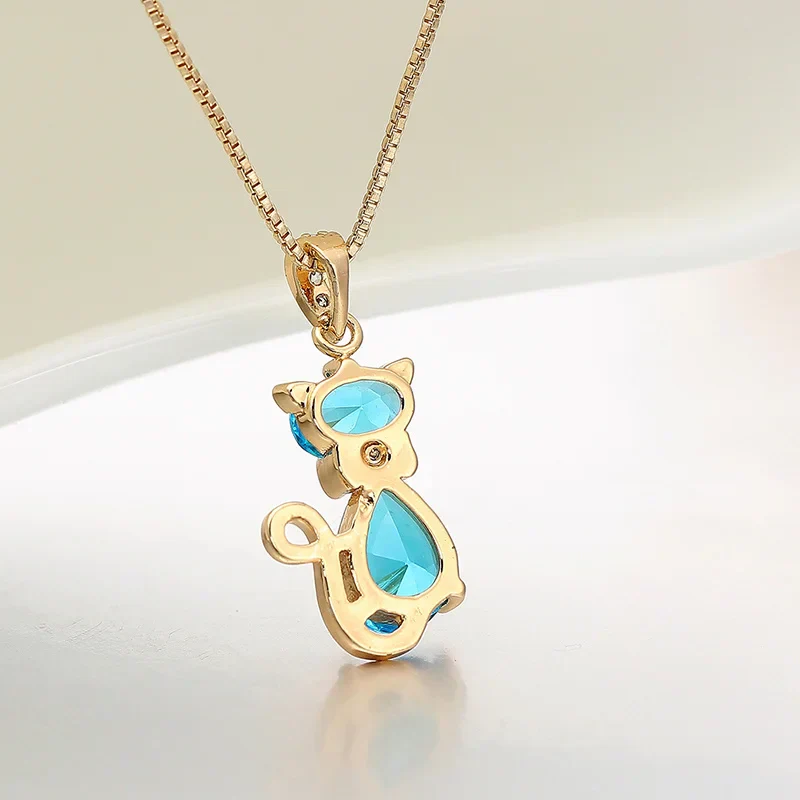 Crystal Cat Pendant Necklace - Image 3