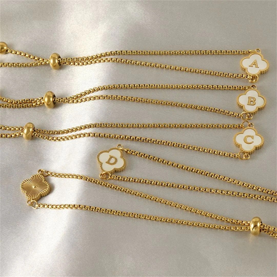 Custom Clover-Shaped Initial Bracelet - Image 4