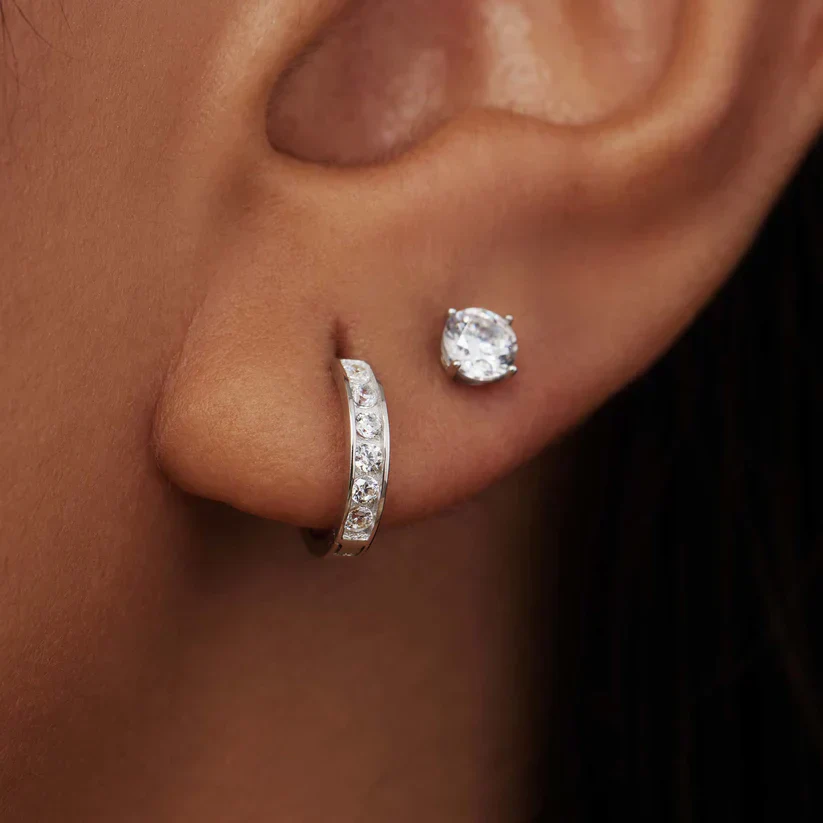 Dara Brillane Stone Earrings Set | White Gold - Image 2