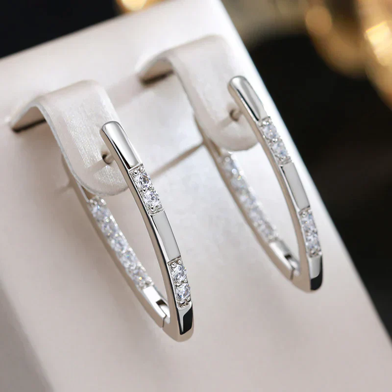 Elegant Gold Earrings with Zirconia - Image 2