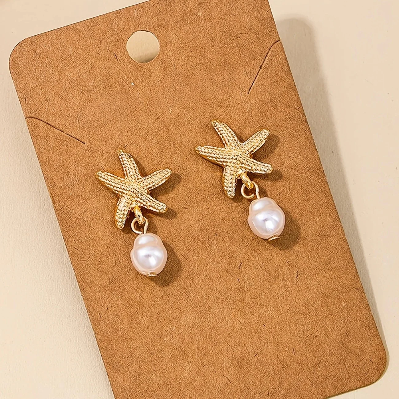 Elegant Starfish Earrings with Pearl Tassel - Image 3