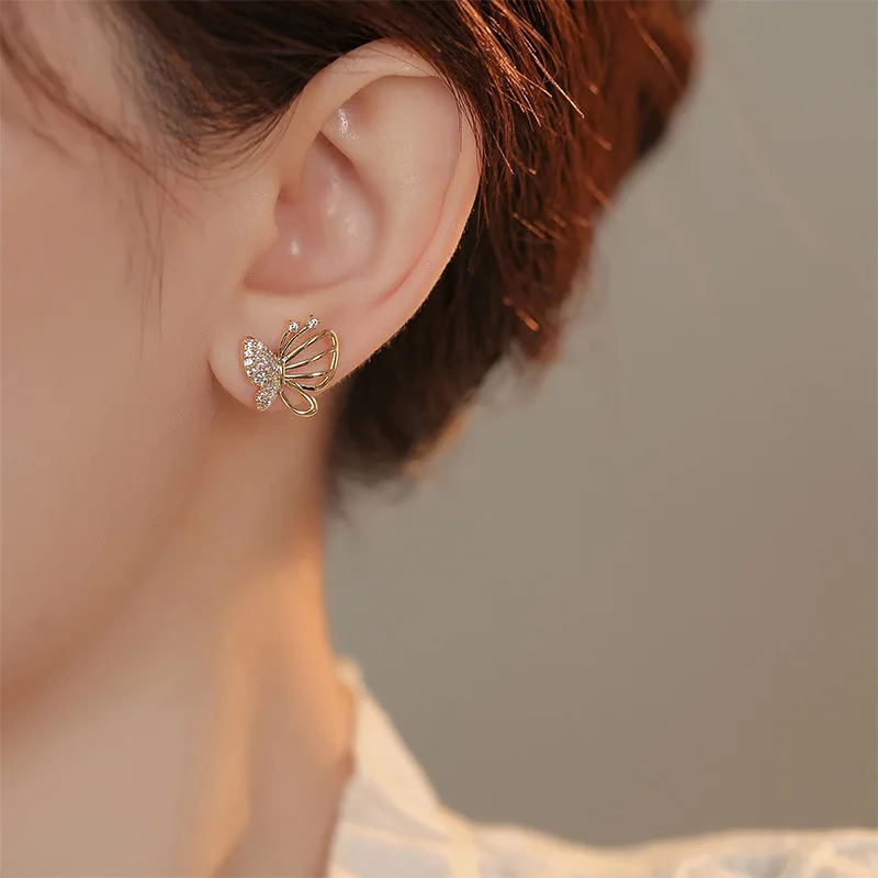Elegant Zircon Butterfly Stud Earrings - Image 4