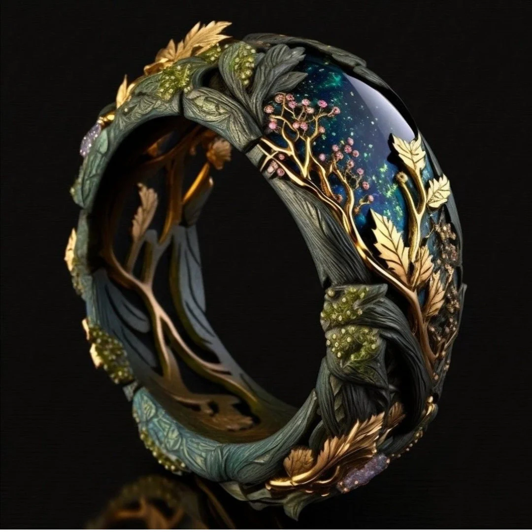 Exotic Crystal Earth Ring