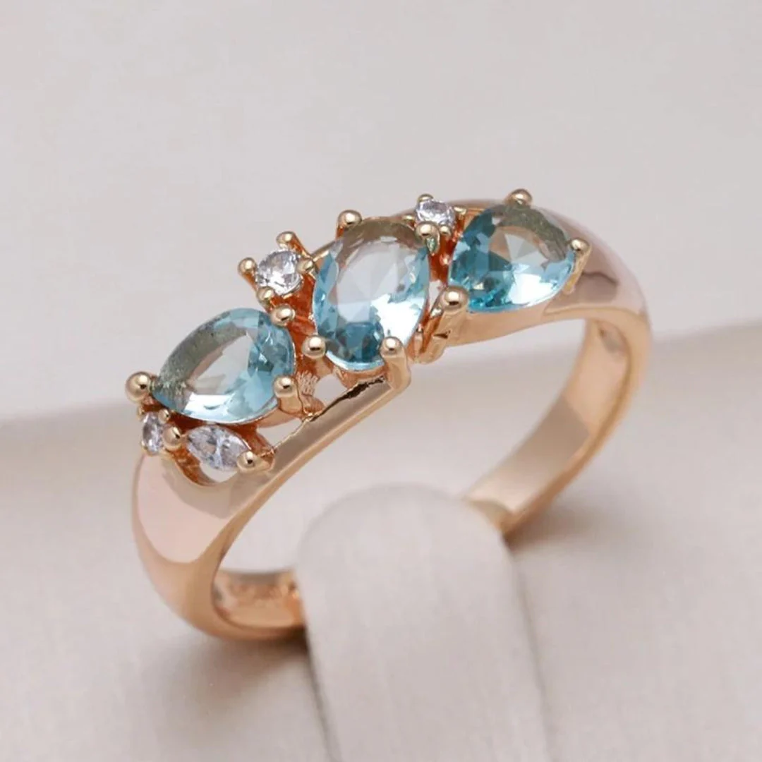 Gold Ring with Blue Zirconia