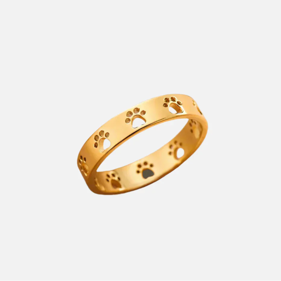 Gold-Tone Paw Print Ring – Stainless Steel - Image 2