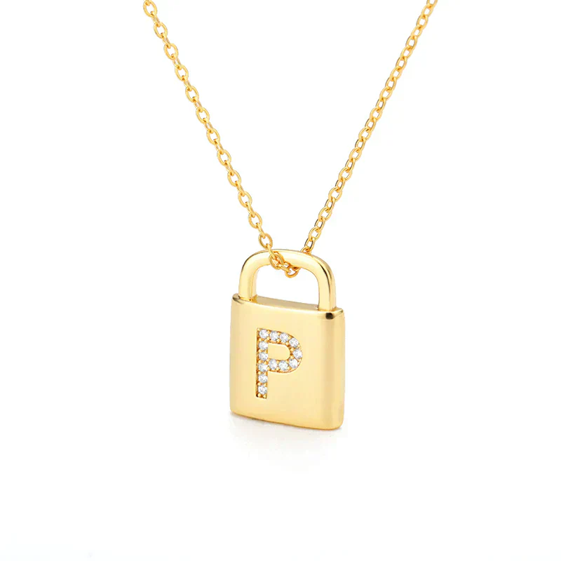 Golden Initial Lock Necklace - Image 11