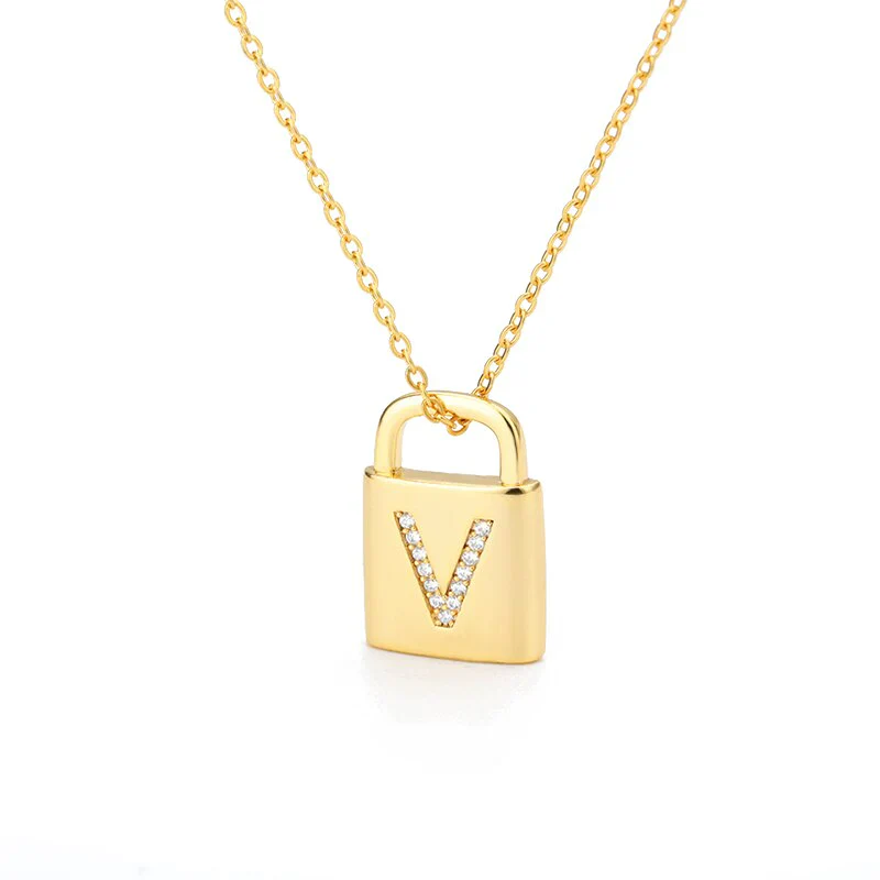 Golden Initial Lock Necklace - Image 18