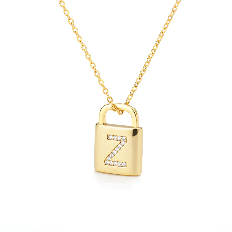 Golden Initial Lock Necklace - Image 22