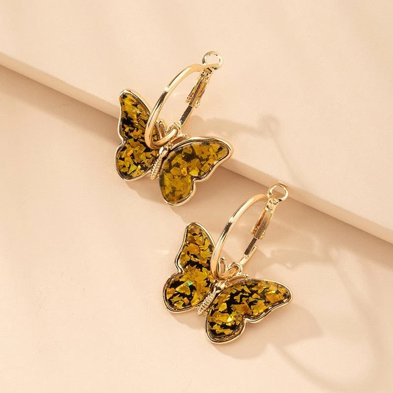 Hand Painted Enamel Crystal Butterfly Earrings - Image 2