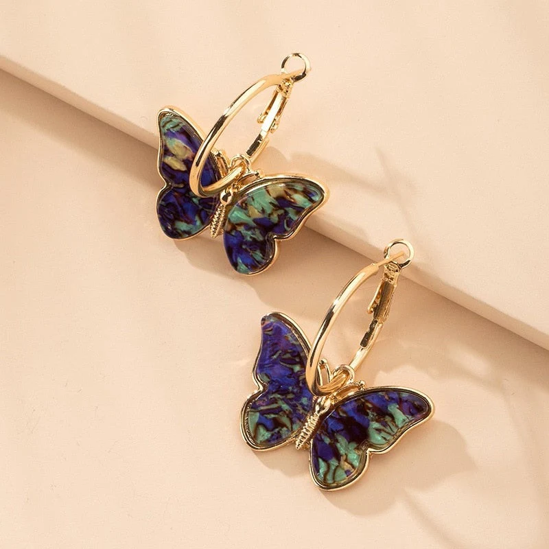 Hand Painted Enamel Crystal Butterfly Earrings - Image 3