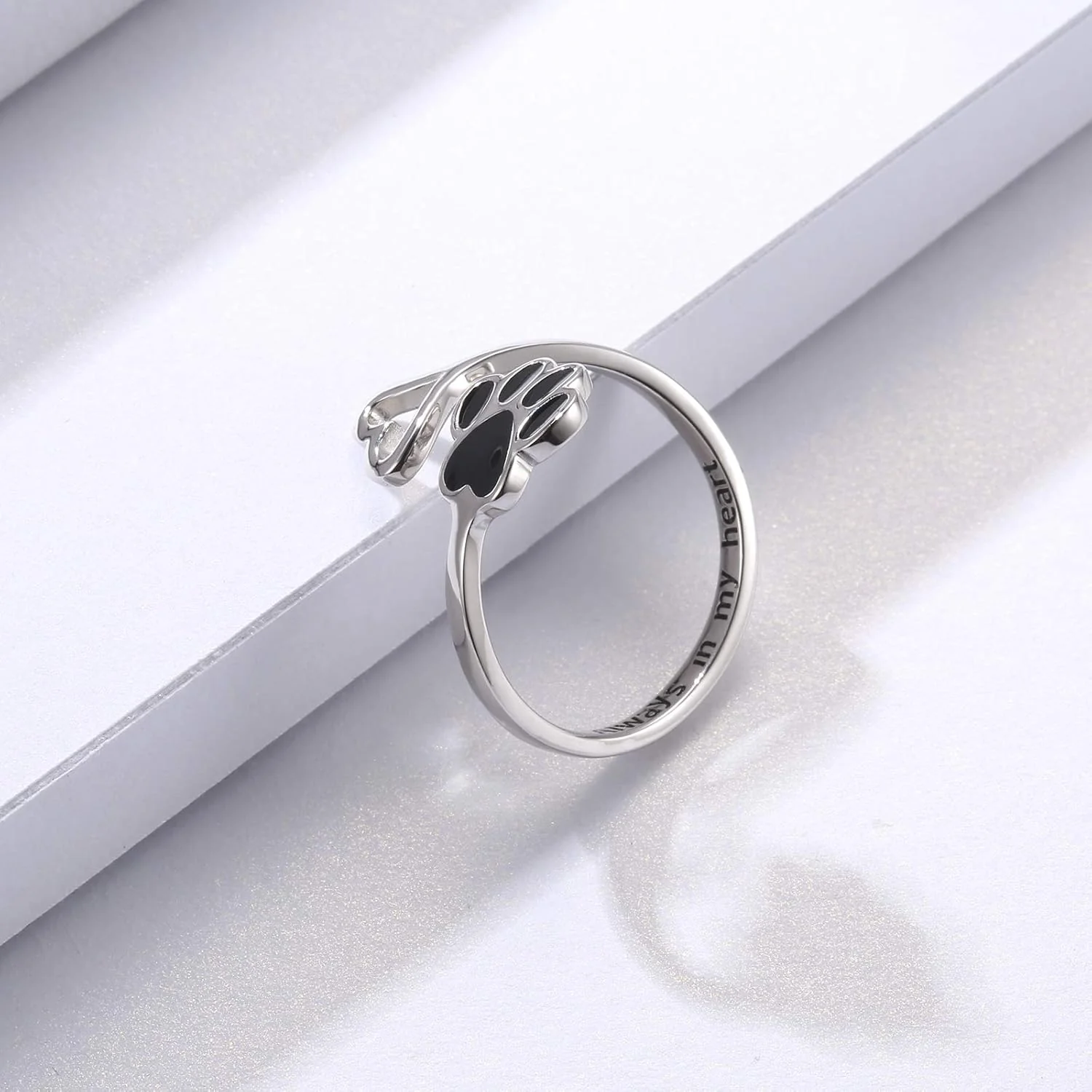 Handcrafted Paw & Heart Ring – Adjustable 925 Sterling Silver - Image 10
