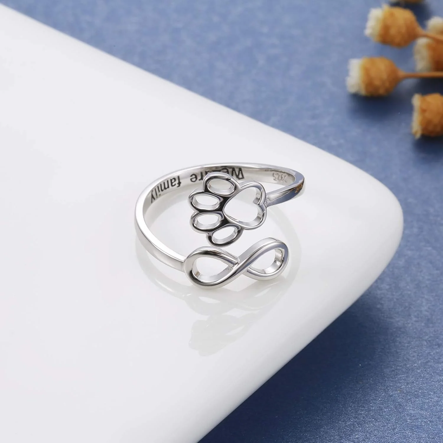 Handcrafted Paw & Heart Ring – Adjustable 925 Sterling Silver - Image 4