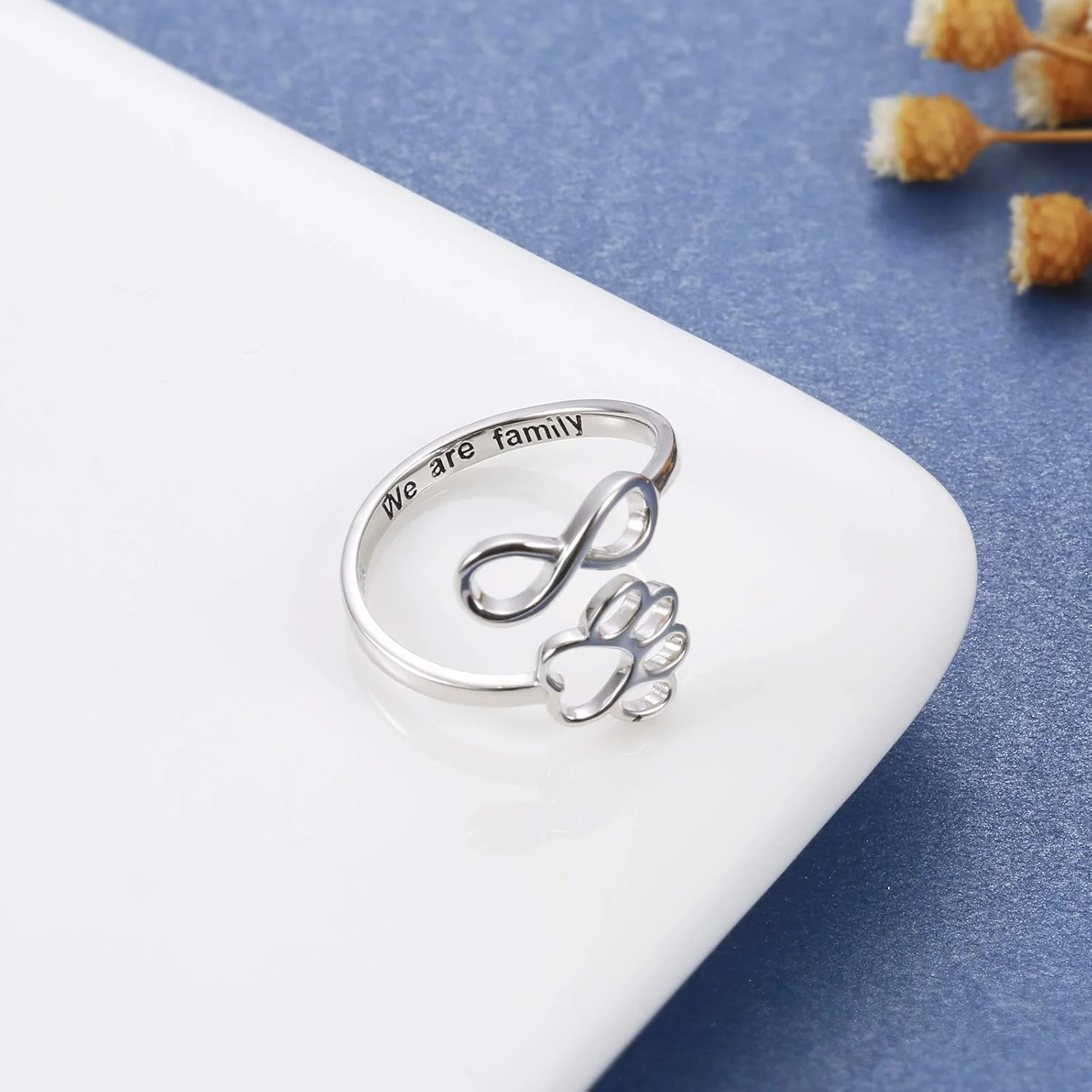 Handcrafted Paw & Heart Ring – Adjustable 925 Sterling Silver - Image 5
