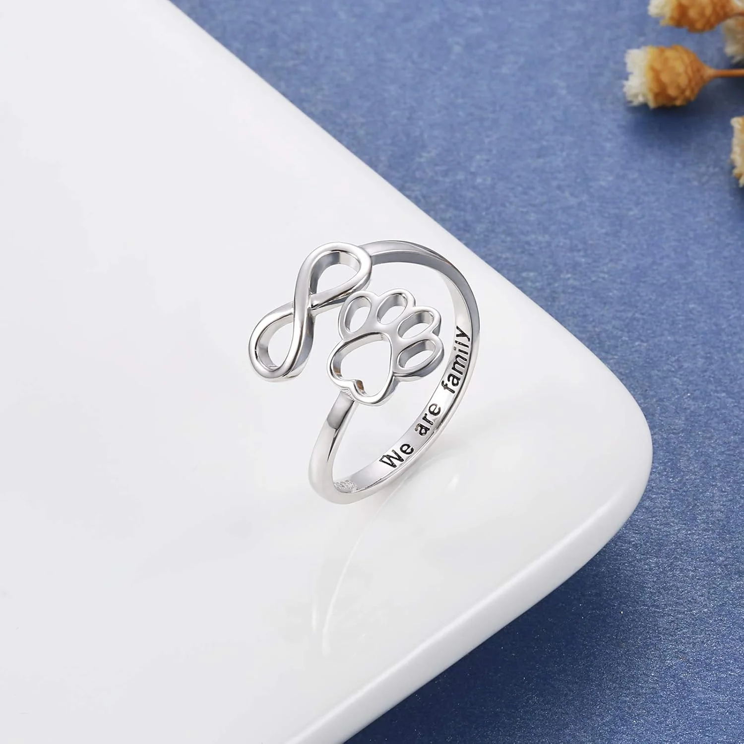 Handcrafted Paw & Heart Ring – Adjustable 925 Sterling Silver - Image 6