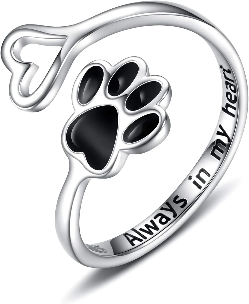 Handcrafted Paw & Heart Ring – Adjustable 925 Sterling Silver - Image 8