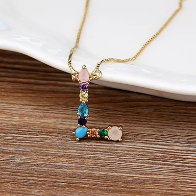Initial and Gemstone 18K Gold Necklace - Image 11