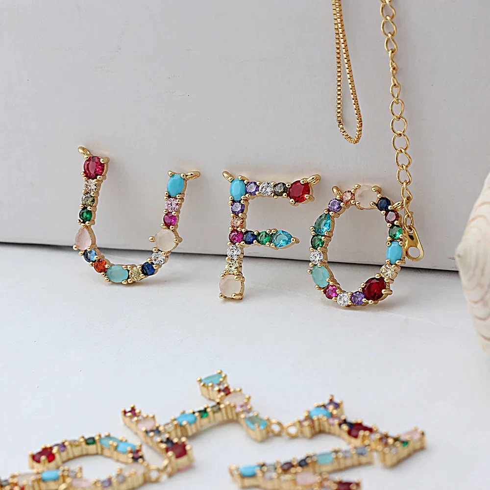 Initial and Gemstone 18K Gold Necklace - Image 30