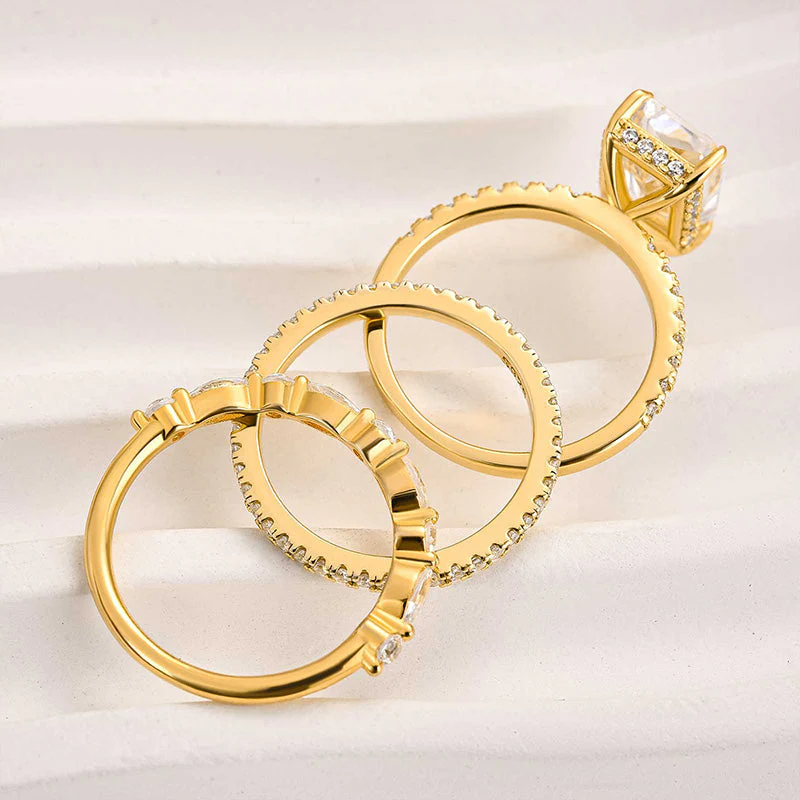 Jaily 3PC Wedding Ring Set | Gold - Image 2