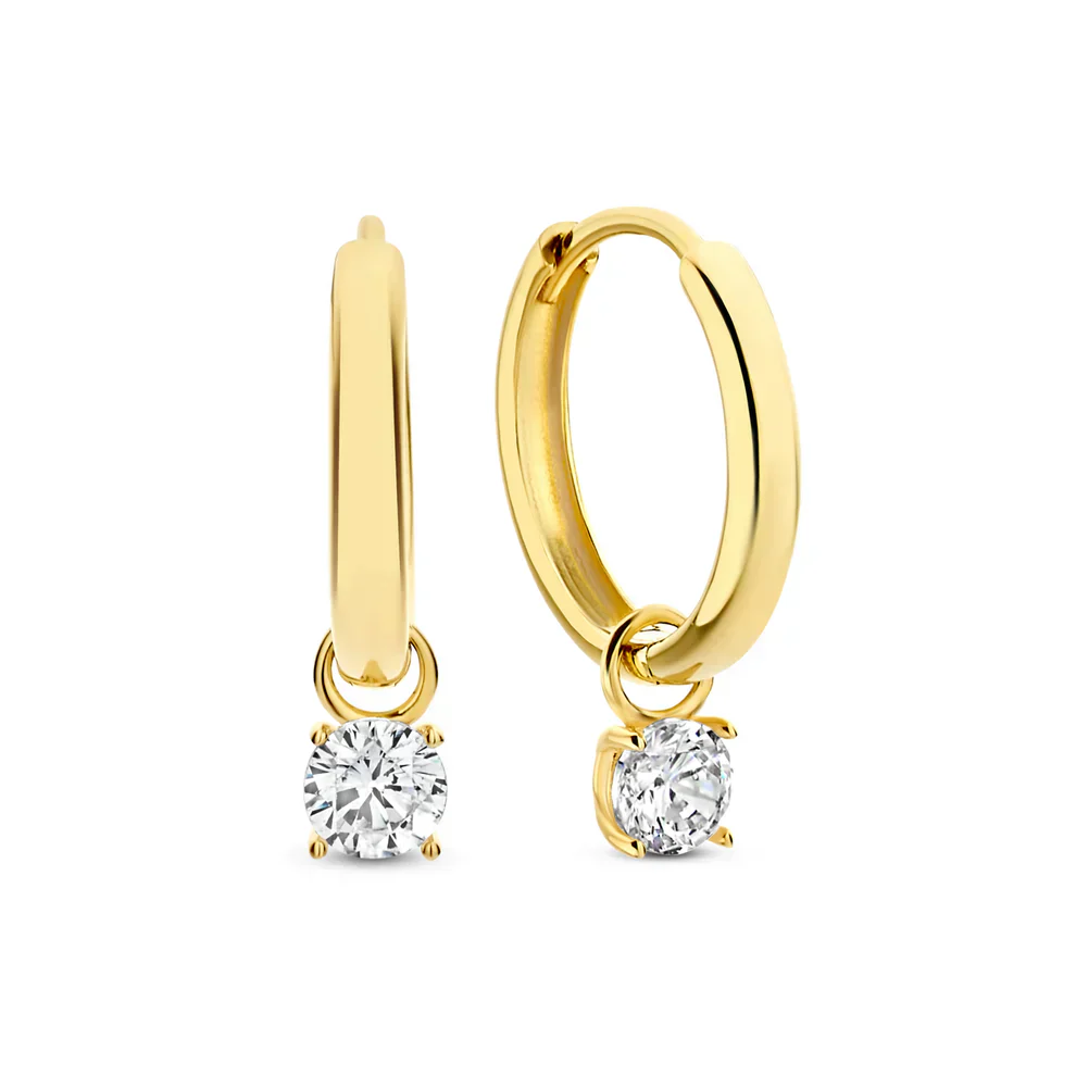 Larmes de Lune Stone Hoop Earrings | White Gold - Image 4