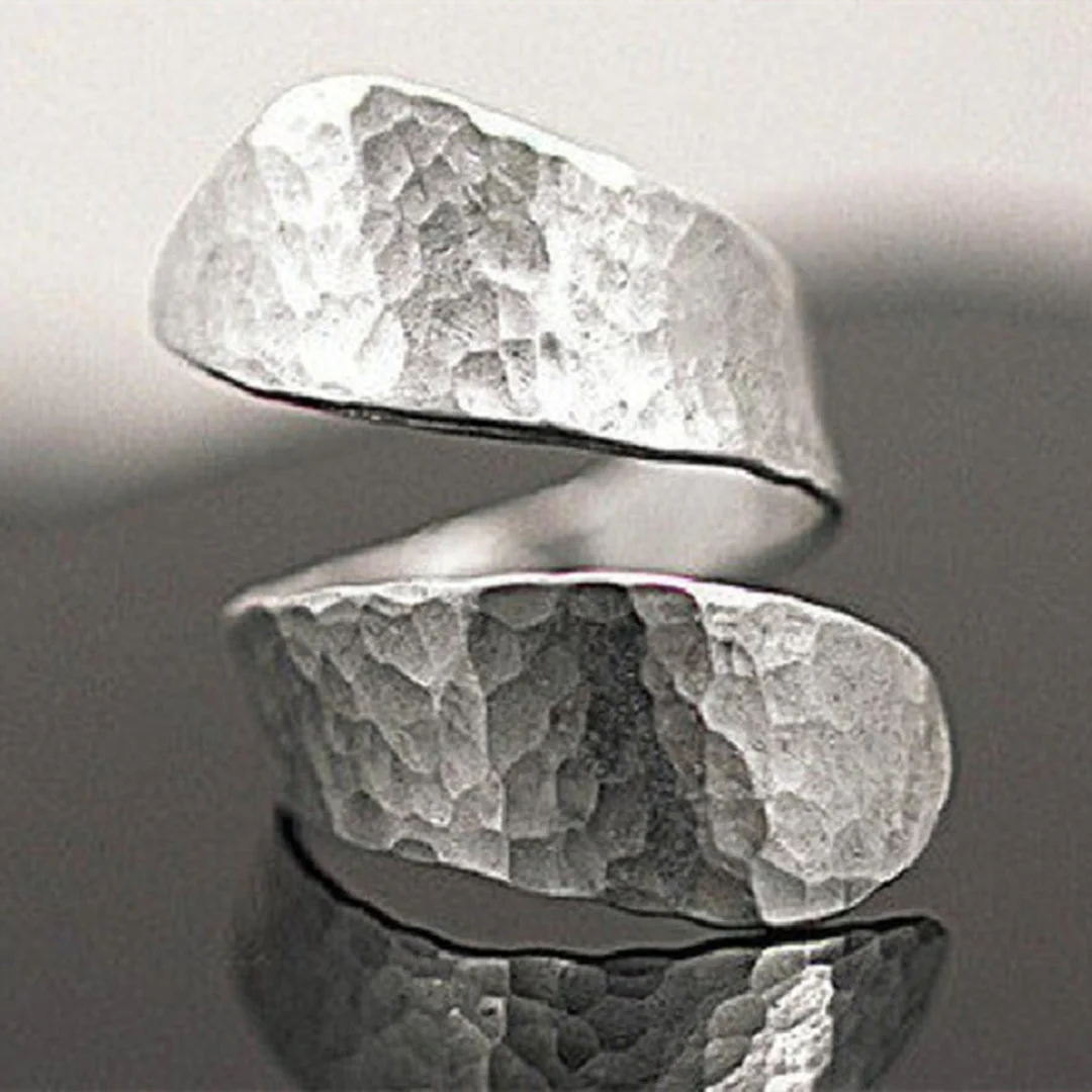 Modernist Spiral Ring with Silver Relief
