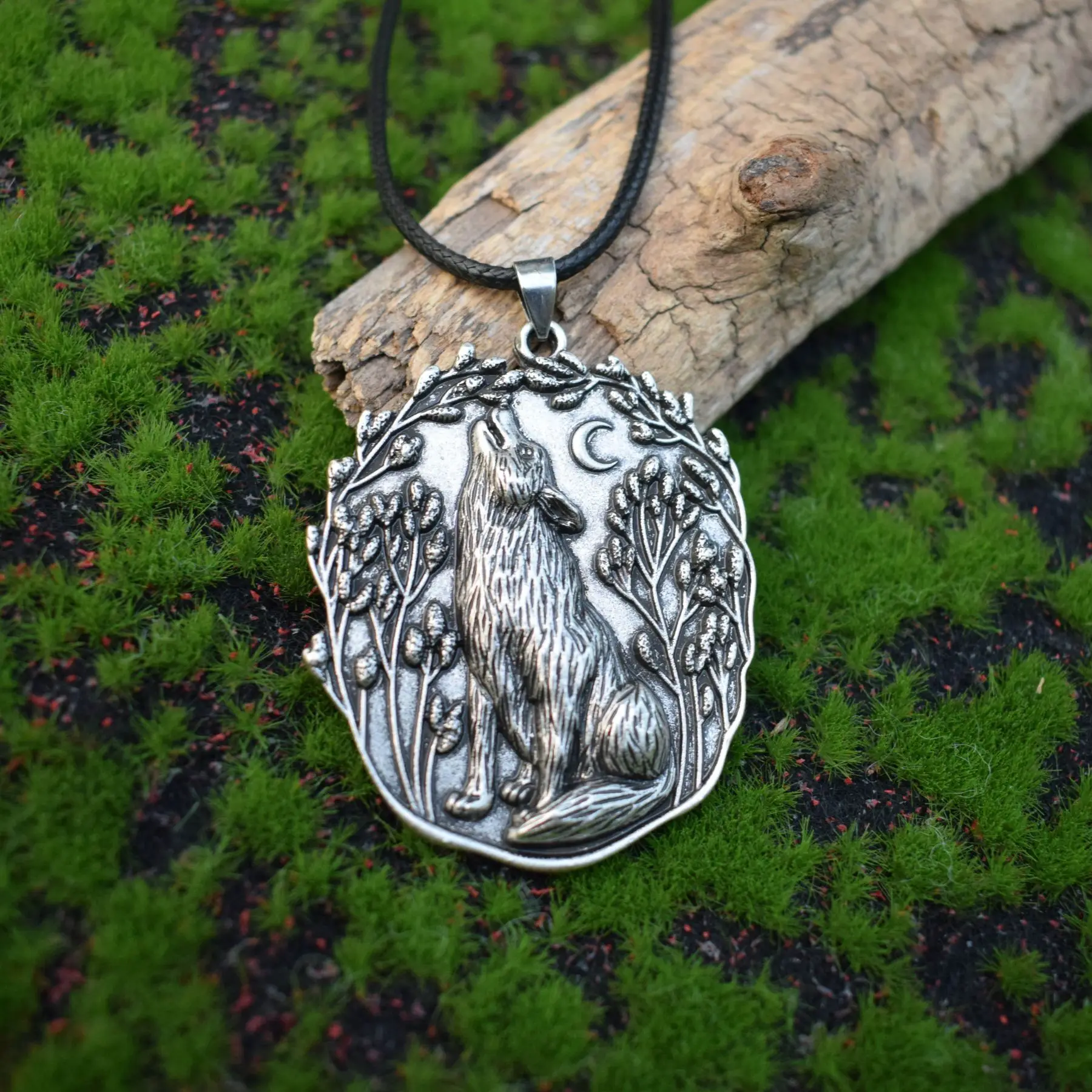 Moon Wolf Pendant Spirit Animal Necklace - Image 4