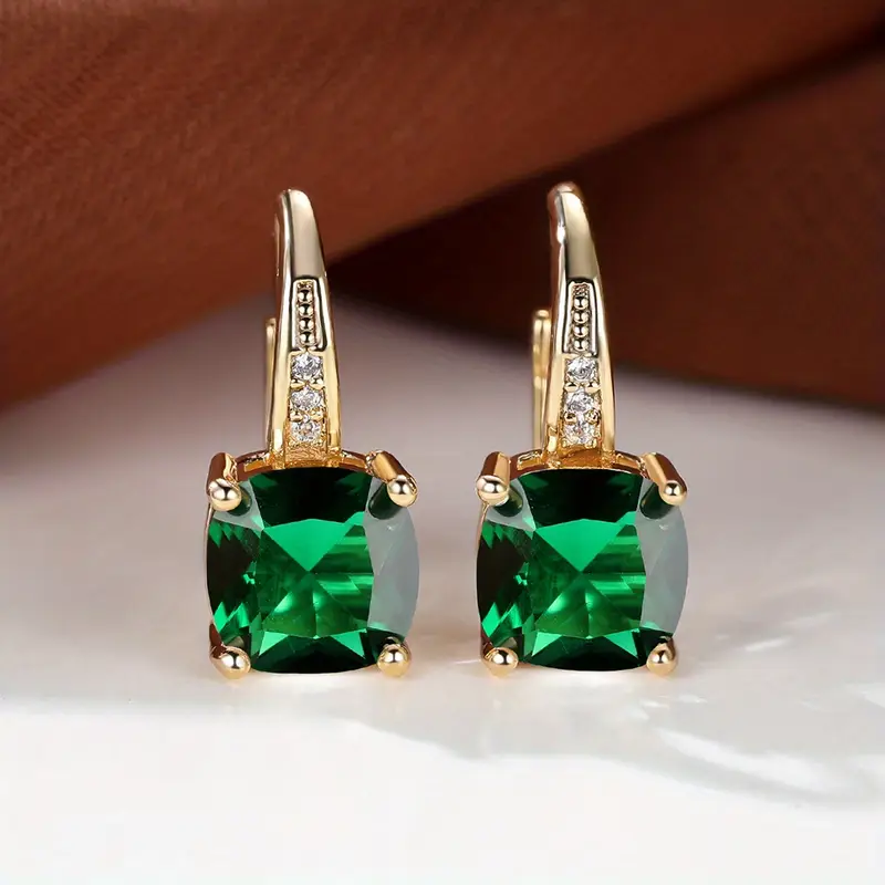 Mystic Sapphire Stone Hoop Earrings | Gold - Image 2