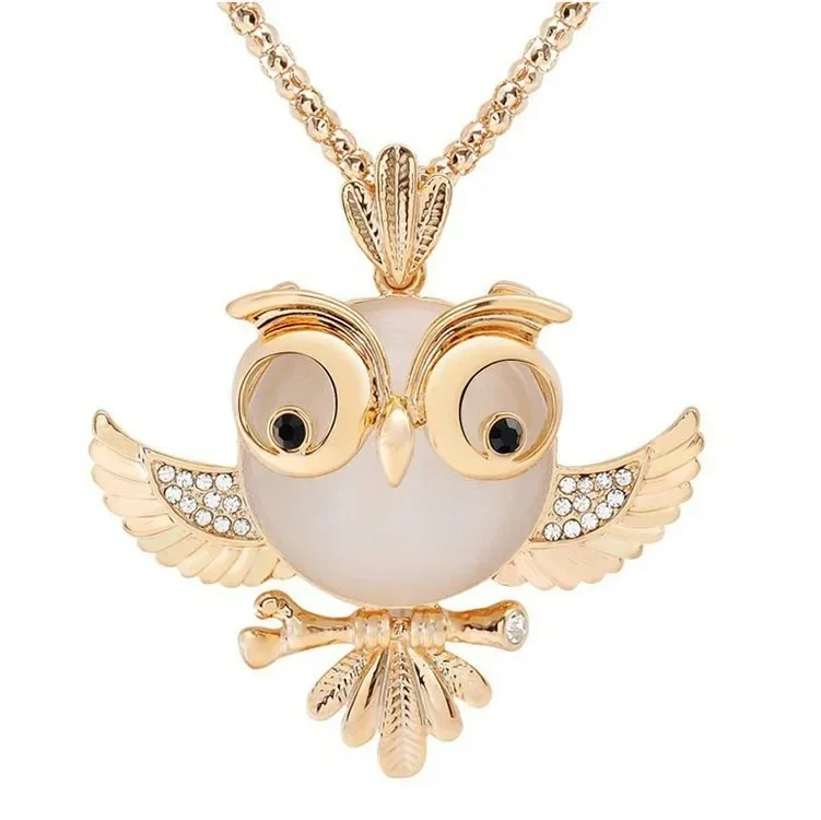 Opal Owl Wisdom Pendant Necklace - Image 4
