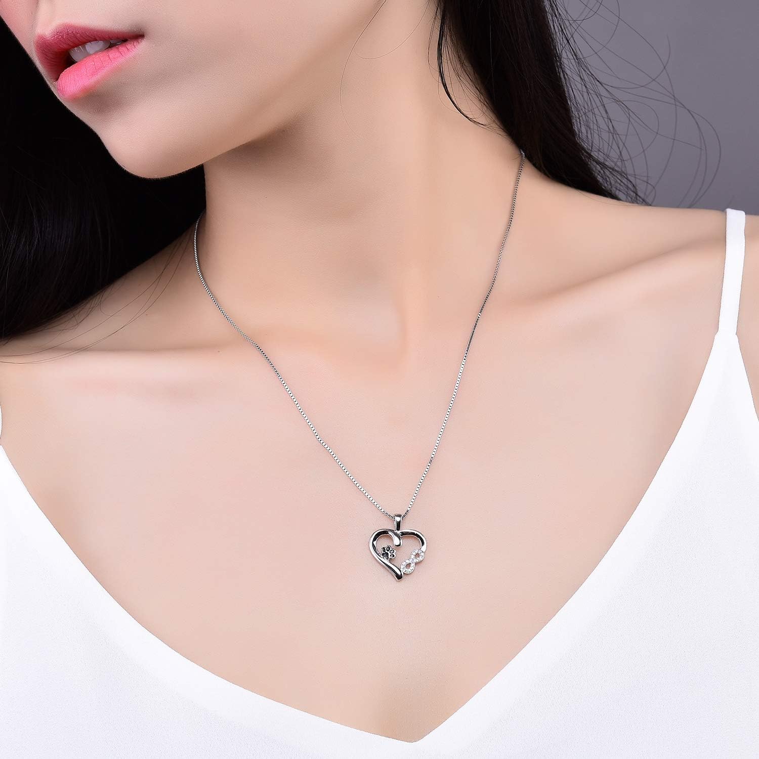Paw and Heart Necklace with Infinity Charm - Image 3