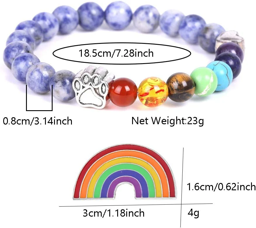 Rainbow Bridge Memorial Bracelet – 7 Chakra Bead Gift for Pet Loss - Image 4