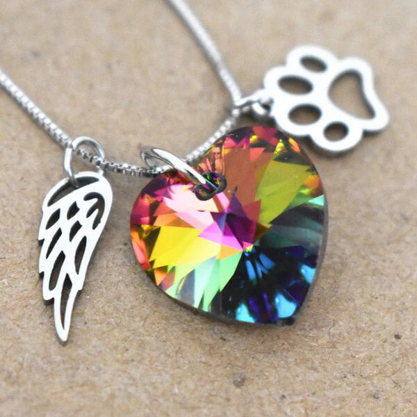 Rainbow Memorial Necklace with Heart Pendant - Image 2